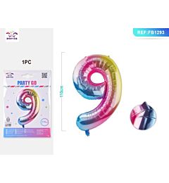 PALLONCINO MYLAR 110CM - NUMERO 9 MULTICOLOR - 1PZParty Go