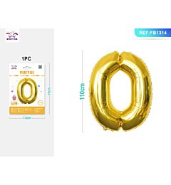 PALLONCINO MYLAR 110CM - NUMERO 0 ORO - 1PZParty Go