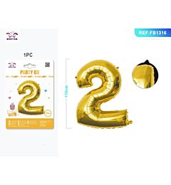 PALLONCINO MYLAR 110CM - NUMERO 2 ORO - 1PZParty Go