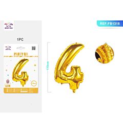 PALLONCINO MYLAR 110CM - NUMERO 4 ORO - 1PZ