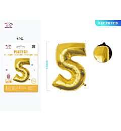 PALLONCINO MYLAR 110CM - NUMERO 5 ORO - 1PZParty Go
