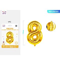 PALLONCINO MYLAR 110CM - NUMERO 8 ORO - 1PZParty Go