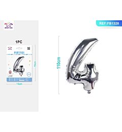 PALLONCINO MYLAR 110CM - NUMERO 4 ARGENTO - 1PZ