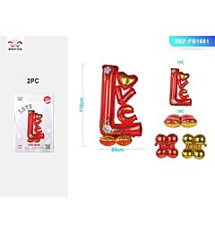 SET PALLONCINI MYLAR - LOVE ROSSO 110CM - 2PZ