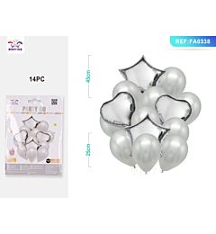 SET PALLONCINI STELLA CUORE - ARGENTO - 14PZParty Go