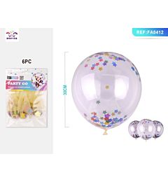 PALLONCINI CON PAILLETTES A STELLA 30CM 6PZ