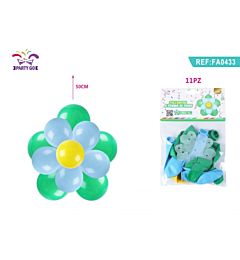 SET PALLONCINI COMPOSIZIONE FLOREALE - VERDE-AZZURRO 50CMParty Go