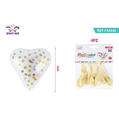 PALLONCINI A CUORE CON PAILLETTES ORO - 4PZ