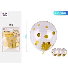 PALLONCINI CON PAILLETTES ORO 30CM - 6PZParty Go