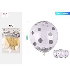 PALLONCINI CON PAILLETTES ARGENTO 30CM - 6PZParty Go