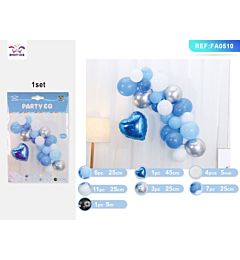 SET PALLONCINI CUORE - BLU & ARGENTO - 28PZ