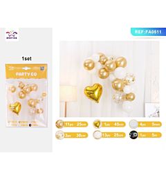 SET PALLONCINI CUORE - ORO & BIANCO - 28PZ
