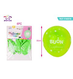 PALLONCINI BOUN COMPLEANNO - VERDE CHIARO 6PZParty Go