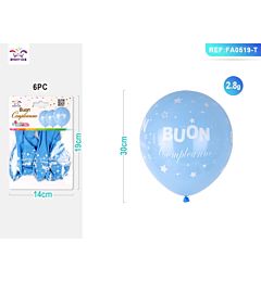 PALLONCINI BOUN COMPLEANNO - BLU 6PZParty Go