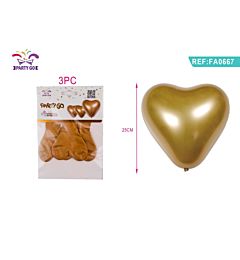 PALLONCINI A CUORE ORO 25CM - 3PZ