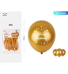 PALLONCINI BOUN COMPLEANNO - ORO 6PZParty Go