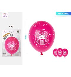 PALLONCINI CON CASTELLO - ROSA - 6PZParty Go