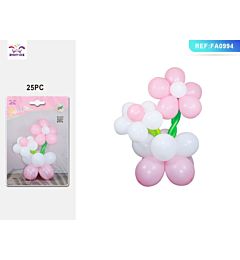 SET PALLONCINI A FIORE - ROSA & BIANCO 25PZParty Go