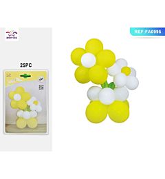 SET PALLONCINI A FIORE - GIALLO & BIANCO 25PZParty Go