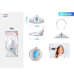 CORONA ARGENTO CON CUORE AZZURRO - 1PZ