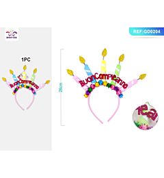 CERCHIETTO CON CANDELE - BUON COMPLEANNO ROSA - 1PZ