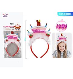 CERCHIETTO CON TORTA - BUON COMPLEANNO ROSA - 1PZ