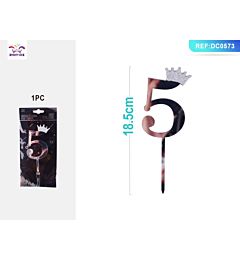 DECORAZIONI PER TORTE - ARGENTO N,5 - 1PZ