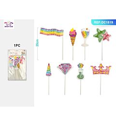 TOPPER PER TORTA - UNICORNO BRILLANTE - 8PZ