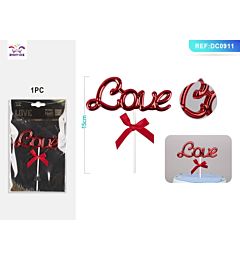 TOPPER PER TORTA 3D - LOVE ROSSO - 1PZ