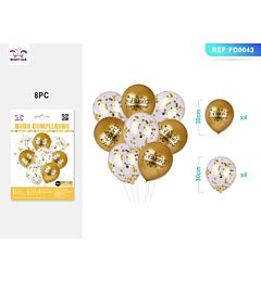 SET PALLONCINI - BUON COMPLEANNO ORO - 8PZParty Go