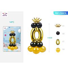 SET PALLONCINI NERO & ORO - NUMERO 0 - 115CMParty Go