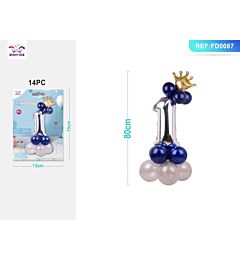 SET PALLONCINI ARGENTO & BLU - NUMERO 1 - 115CM