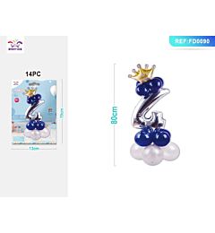 SET PALLONCINI ARGENTO & BLU - NUMERO 4 - 115CM