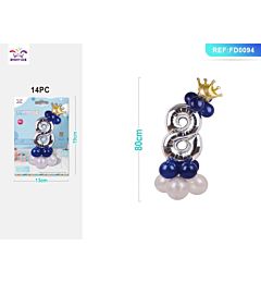 SET PALLONCINI ARGENTO & BLU - NUMERO 8 - 115CM