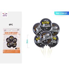 PALLONCINI NERI - BUON COMPLEANNO A TE - 6PZParty Go