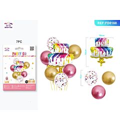 SET PALLONCINI MYLAR - TORTA ROSA & ORO - 7PZParty Go