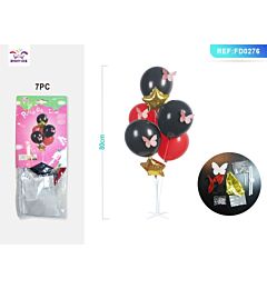 SET DI PALLONCINI CON FARFALLE - NERO ROSSO - 7PZParty Go