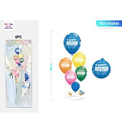 SET PALLONCINI BUON COMPLEANNO - COLORI MISTI - 6PZ