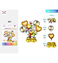 SET PALLONCINI MYLAR - STELLA CUORE ORO - 6PZParty Go