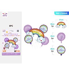 SET PALLONCINI MYLAR - ARCOBALENO VIOLA - 5PZParty Go