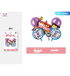 SET PALLONCINI MYLAR TRENO - HAPPY BIRTHDAY - 5 PZ