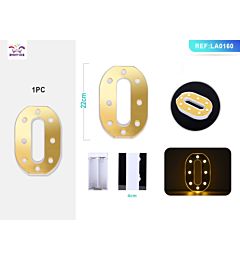 DECORAZIONE LUMINOSA - NUMERO 0 ORO - 1PZParty Go