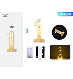 DECORAZIONE LUMINOSA - NUMERO 1 ORO - 1PZParty Go