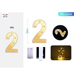 DECORAZIONE LUMINOSA - NUMERO 2 ORO - 1PZParty Go