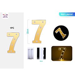 DECORAZIONE LUMINOSA - NUMERO 7 ORO - 1PZParty Go