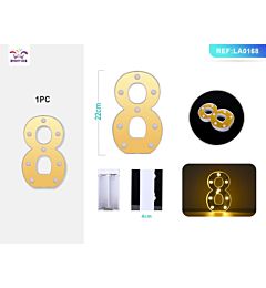 DECORAZIONE LUMINOSA - NUMERO 8 ORO - 1PZParty Go