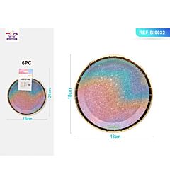 PIATTI MONOUSO GLITTER MULTICOLOR 18CM 8PZ