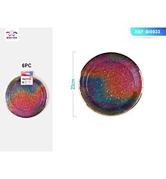 PIATTI MONOUSO - GLITTER MULTICOLOR 23CM - 6PZParty Go