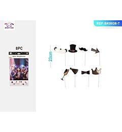 ACCESSORI PER FESTA - PHOTOBOOTH NERO & ORO - 8PZ