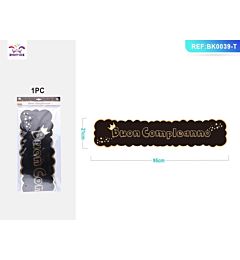 DECORAZIONE - BUON COMPLEANNO NERO & ORO - 1PZ